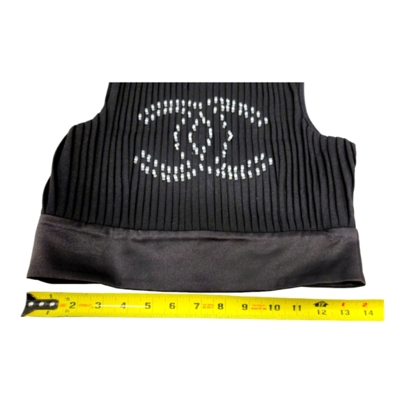 CHANEL Printed Bateau Neckline Crop Top SZ FR 34 Made in France - Picture 9 of 14